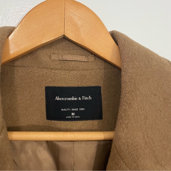 Abercrombie & Fitch Tan Wool Blend Trench Coat with Tailored Fit M - Picture 15 of 16